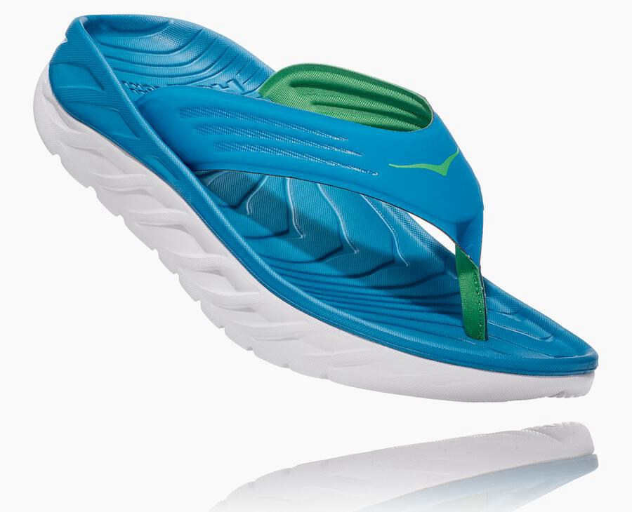 Sandalias Hoka One One Hombre - Ora Recovery Flip - Azules/Blancas - WGB650148